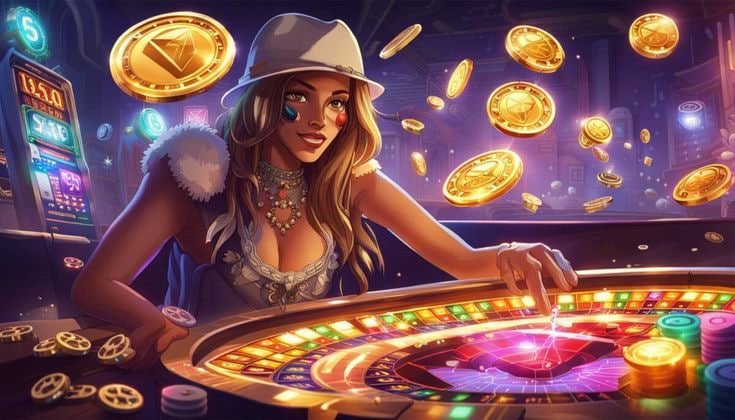 Ilustrasi permainan slot dan live casino di platform hau88